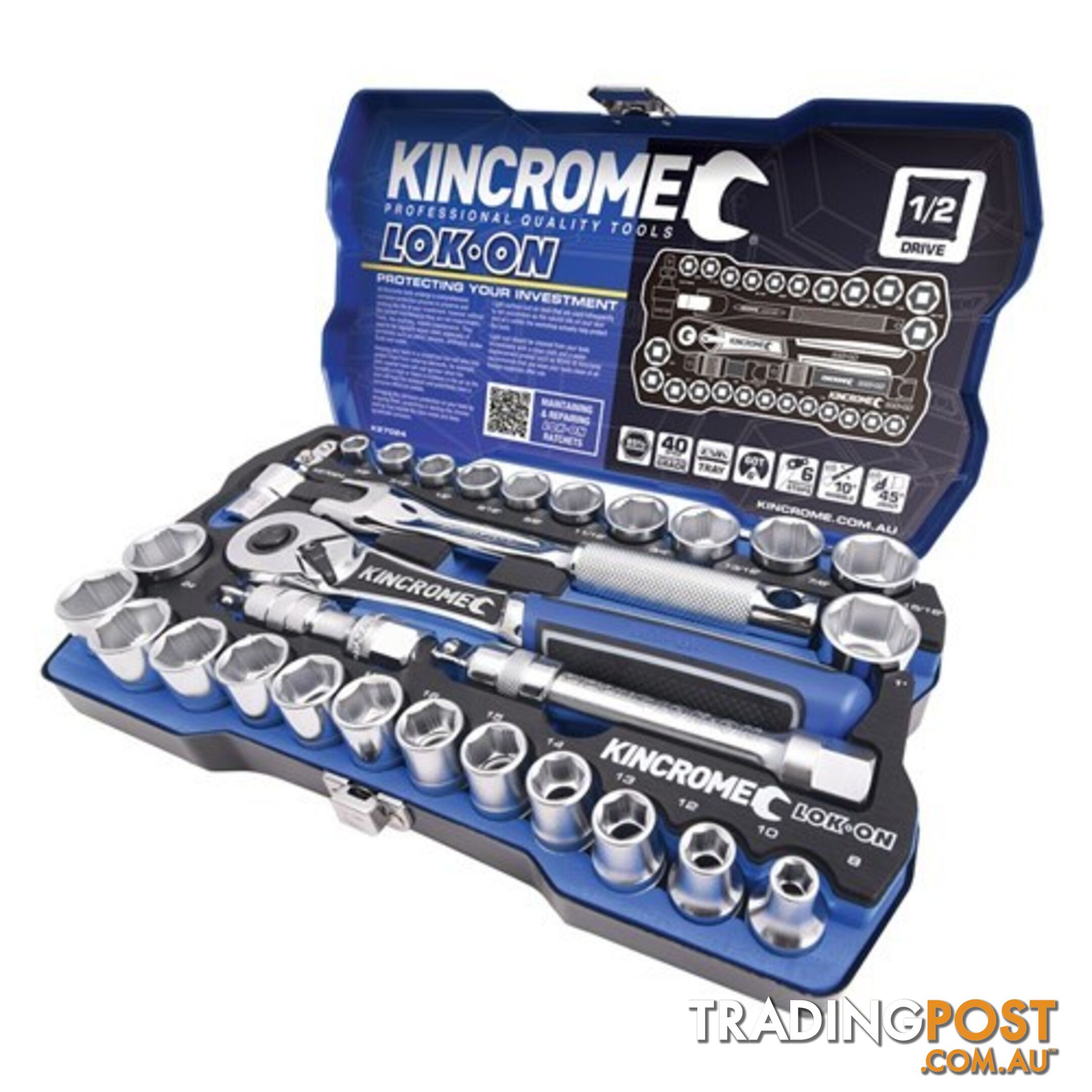 Socket Set 29 Piece 1/2'' Drive LOK-ONâ¢ Metric/Imperial Kincrome K27024