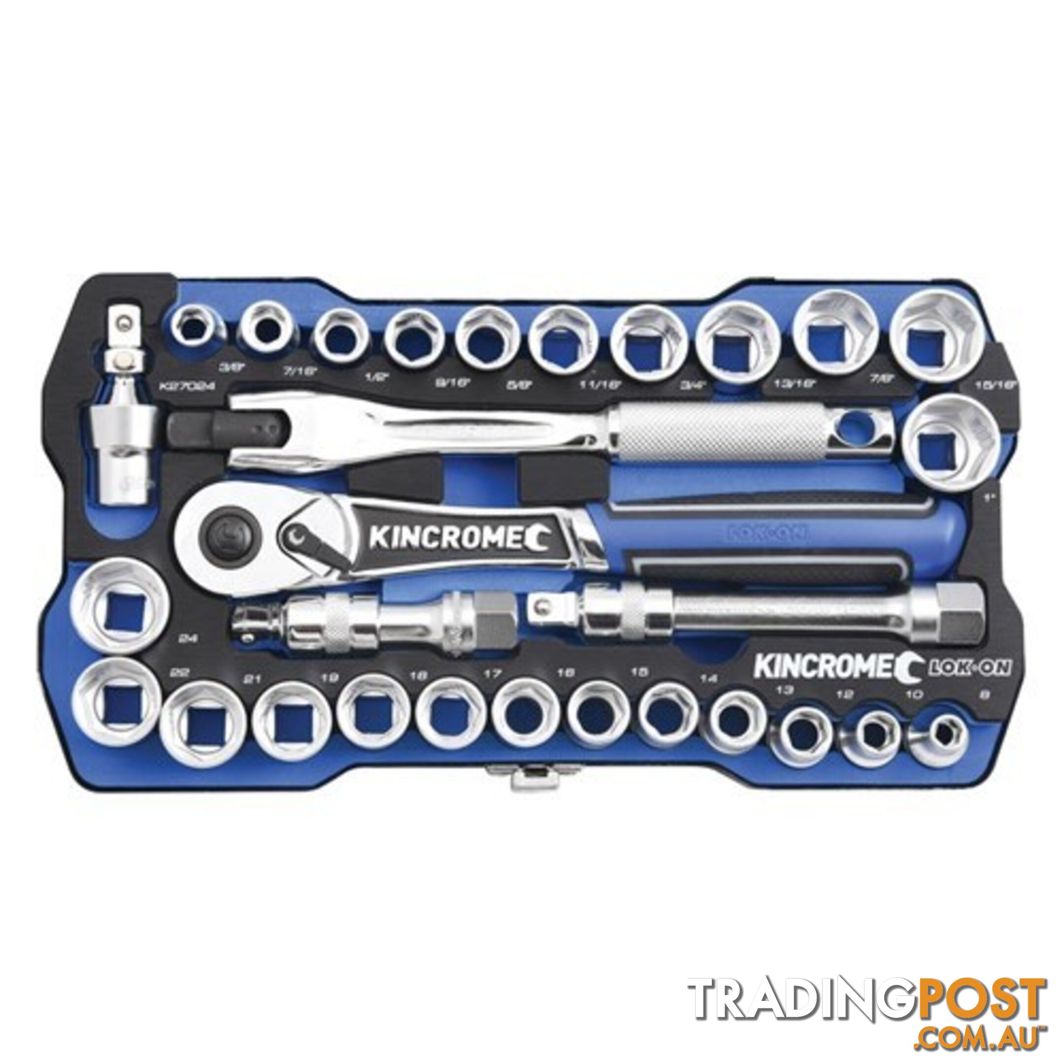 Socket Set 29 Piece 1/2'' Drive LOK-ONâ¢ Metric/Imperial Kincrome K27024