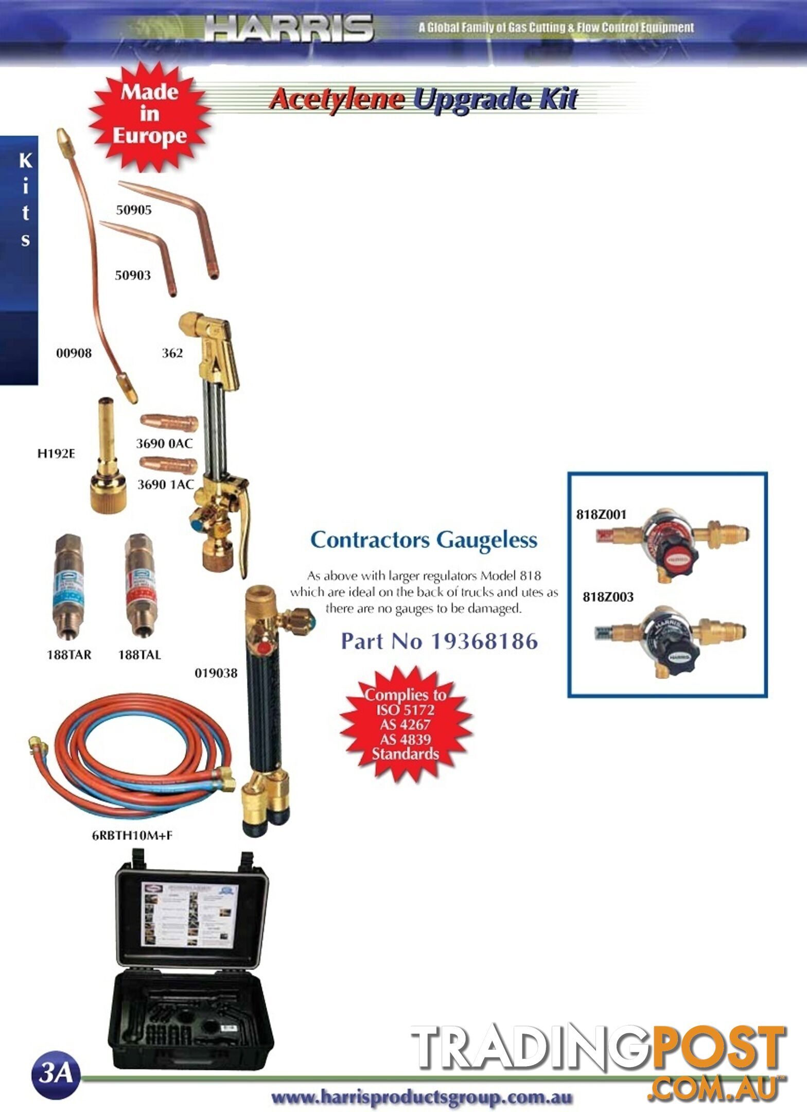 Contractors Upgrade Kit Oxy/Acet Kit With Model 601 Regulator Harris