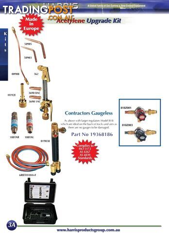 Contractors Upgrade Kit Oxy/Acet Kit With Model 601 Regulator Harris