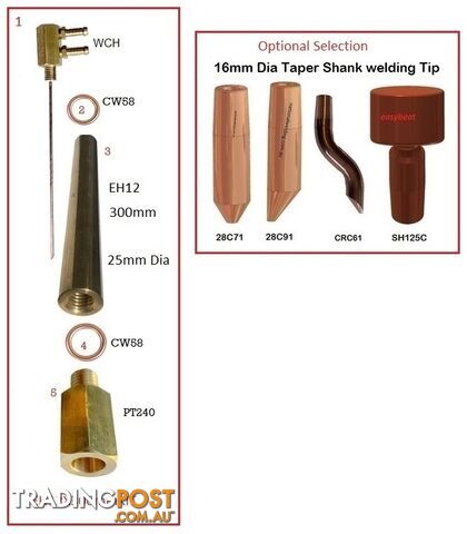 Spot Welder Tip Holder Kit EH12 25 x 300mm