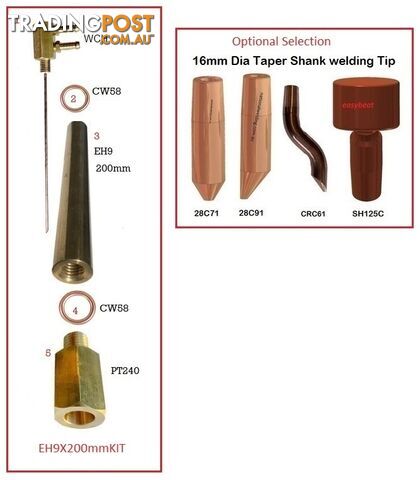 Spot Welder Tip Holder Kit EH9 25 x 160mm