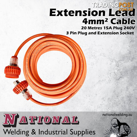 Extension Lead 4mm² Cable 20 Metres 15A Plug 240V ELF304015A-20M - photo 2 of 4