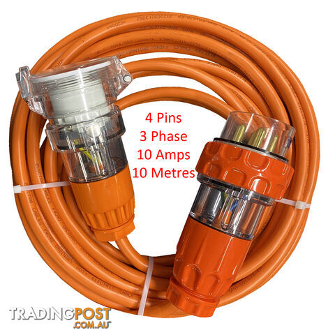 Extension Lead 3 Phase 10 Amps 10 Metres 4mm² Cable ELF404010A-10M-4PIN