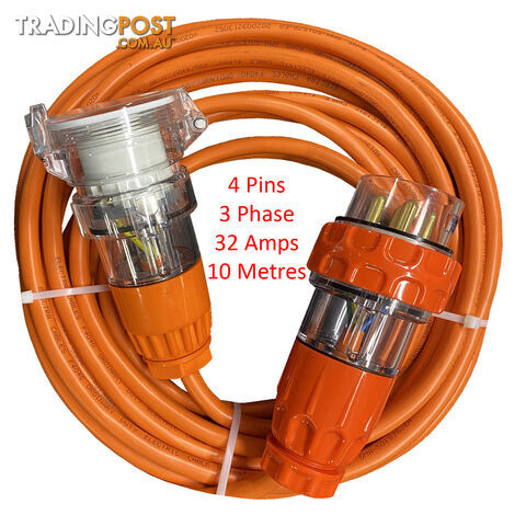 Extension Lead 3 Phase 32Amps 10 Metres 4mm² Cable ELF404032A-10M-4PIN