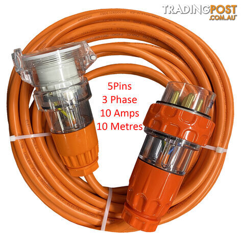 Extension Lead 3 Phase 10 Amps 10 Metres 5 Pin 5 Core Cable ELF504010A-10M-5PIN