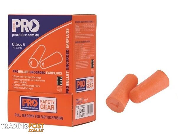 Disposable Probullet Uncorded Earplugs 200 Pairs ProChoice EPOU