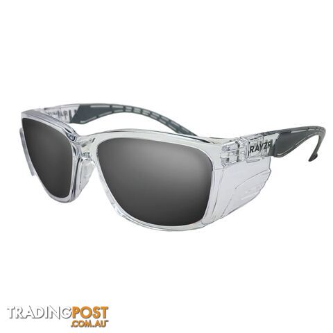 Rayzr Safety Glasses Clear Frame Smoke Lens ERZ394