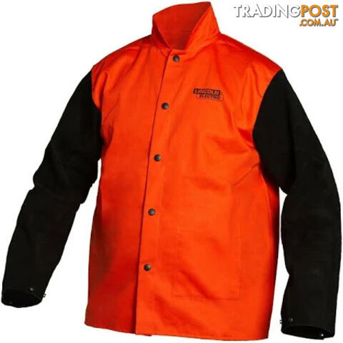 Welding Jacket Fire Resistant Bright Safety Orange with Leather Sleeves XLarge K4690-XL