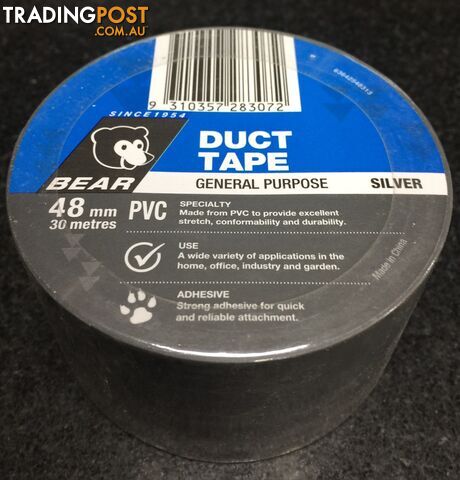 Duct Tape Black Bear PVC 48mm x 30 Metres Norton 63642583589