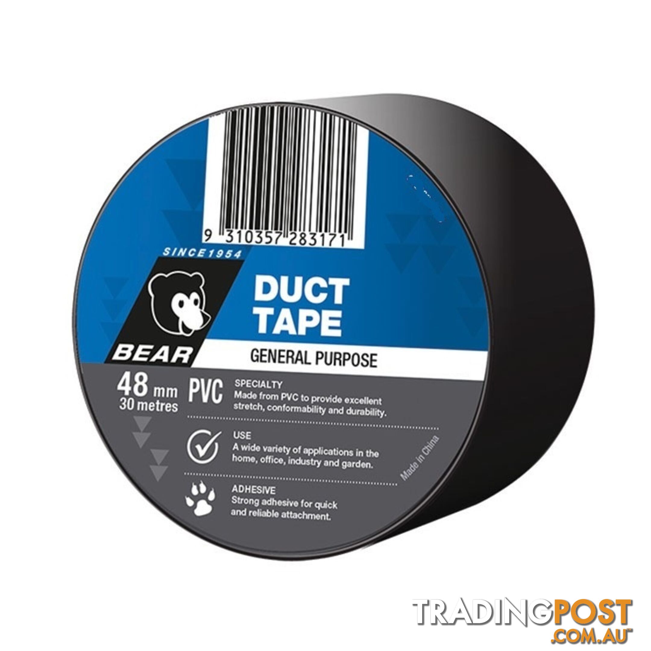 Duct Tape Black Bear PVC 48mm x 30 Metres Norton 63642583589