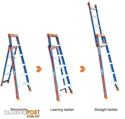 Fibreglass Ladder 2.4 Metres Multipurpose Step/Leaning/Straight Bailey FS13886