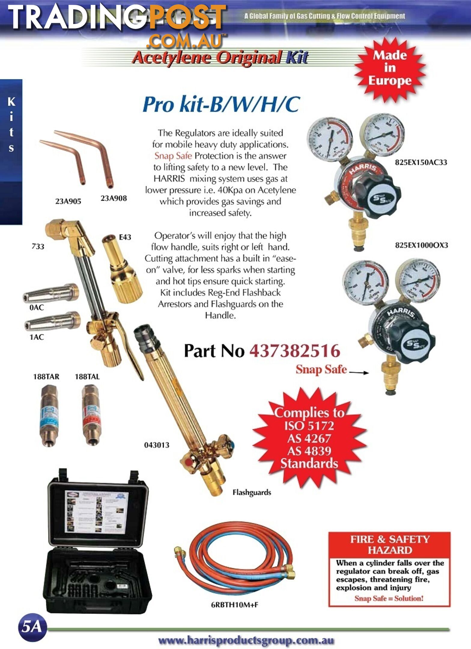 Harris Original Pro Oxy/Acet Kit with snap safe regulator