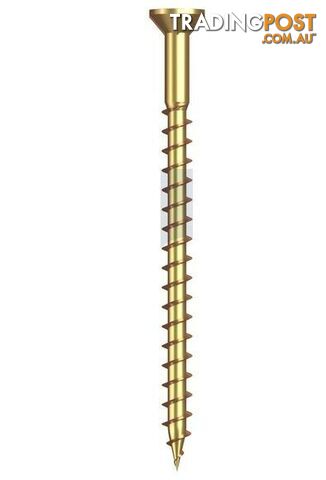 10-08X 75mm Zinc Yellow Passivate Finish Chipboard Countersunk Ribbed Phillips...
