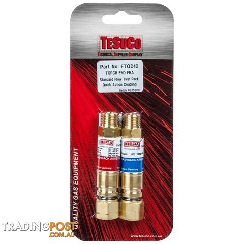 Flashback Arrestor Oxygen/Fuel Std Flow Q/A Coupler Torch End FTQD1D