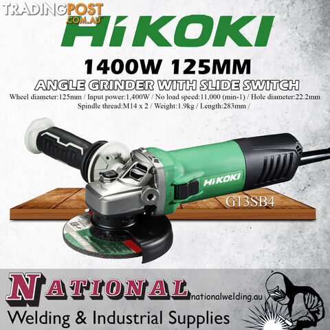 1400W 125mm Angle Grinder with Slide Switch Hikoki G13SB4 - photo 2 of 2