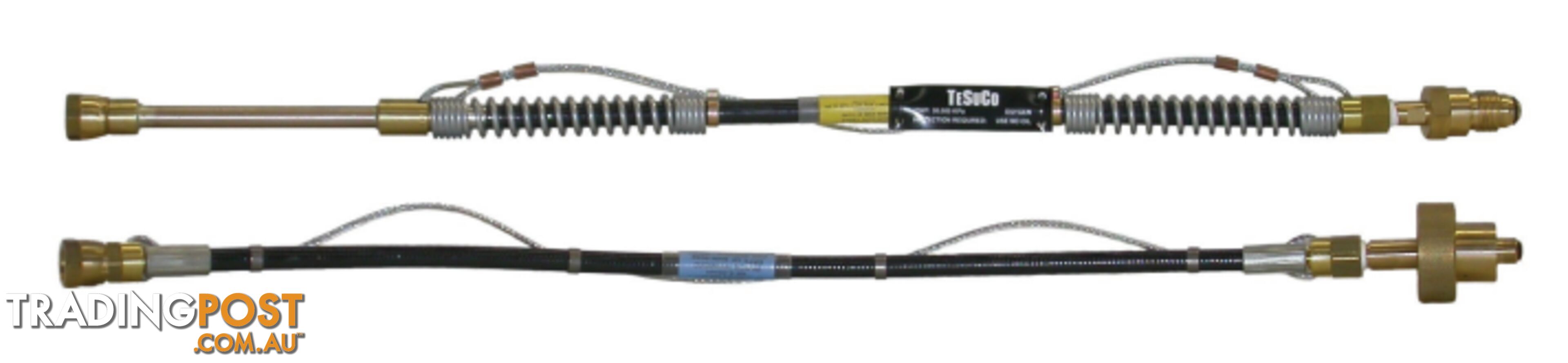 Flexible Lead Air 800 mm 1/2" Flat RH M - 3/8 BSP RH FM To Suit Manifolds / Rails