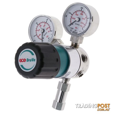 Single Stage DruVa 1S Regulator 6.0 Purity Chrome Plated In: 23,000 kPa Out: 1,400 kPa