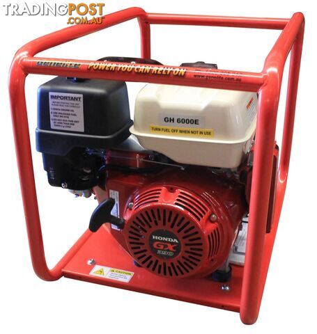 7.5kVA Open Frame Portable Petrol Generator Electric Start Hire Spec Honda GH6000EH - photo 2 of 3