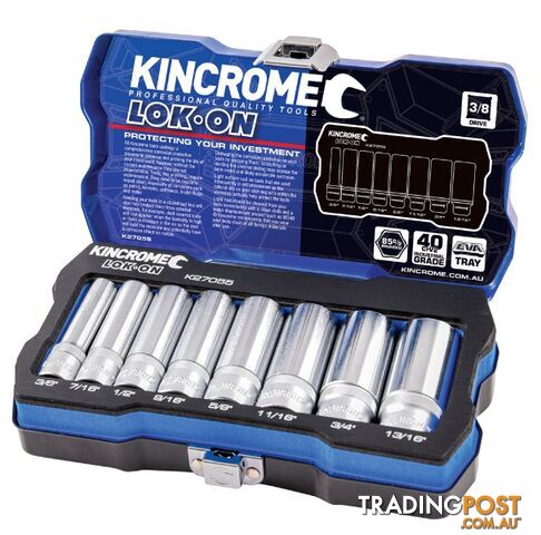 3/8 Drive Socket Set 8 Piece Deep Imperial Kincrome K27055