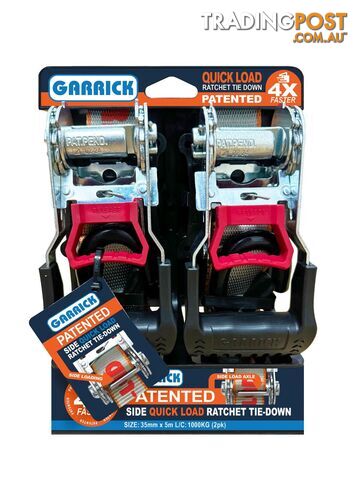 Quick Load Ratchet Tie Down 35MM X 5M X 1000KG Garrick Herbert GQLRTD-35MM pack...