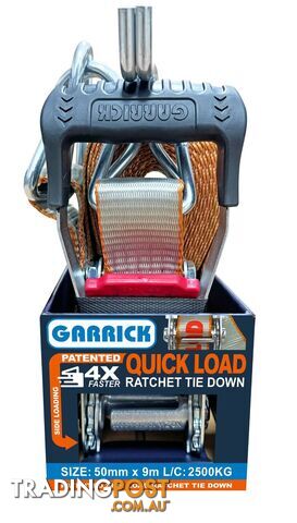 Quick Load Ratchet Tie Down 50MM X 9M X 2500KG Garrick Herbert GQLRTD-50MM Pack...