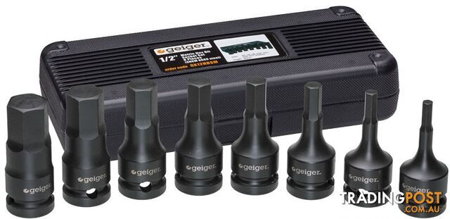 1/2" Drive Imperial Hex Bit Set Geiger GX12HBSI