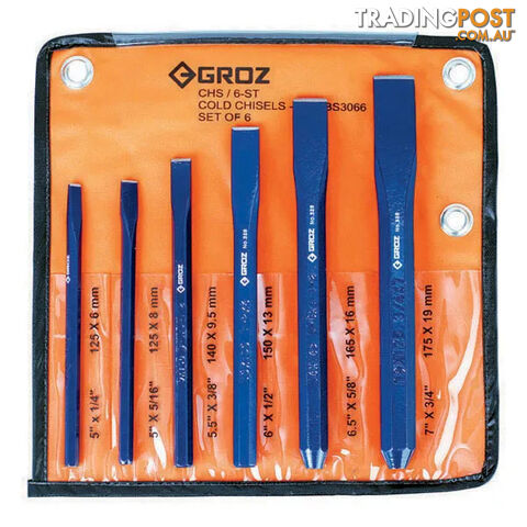 Groz Octagonal Cold Chisel Set 6 Piece GZ-32830