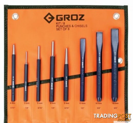 KIT/8/ST GROZ PUNCH & COLD CHISEL SET 8 PCE Groz GZ-33000