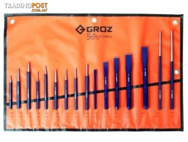 Kit/16/ST Groz Punch & Cold Chisel Set, 16 pce Groz GZ-33002