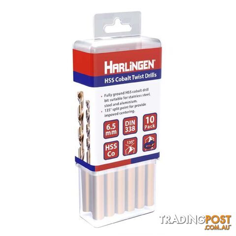 6.5mm HSS Straight shank Twist Drill Pack of 10 Harlingen H-11-008-LC100-P