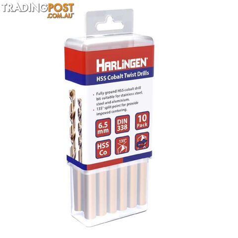 9.5mm HSS Straight Shank Twist Drill Pack of 5 Harlingen H-11-008-LC130-P