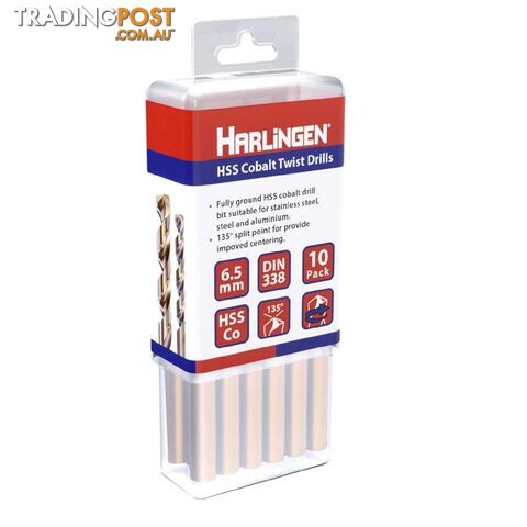 10.2mm HSS Straight Shank Twist Drill Pack of 5 Harlingen H-11-008-LC137-P