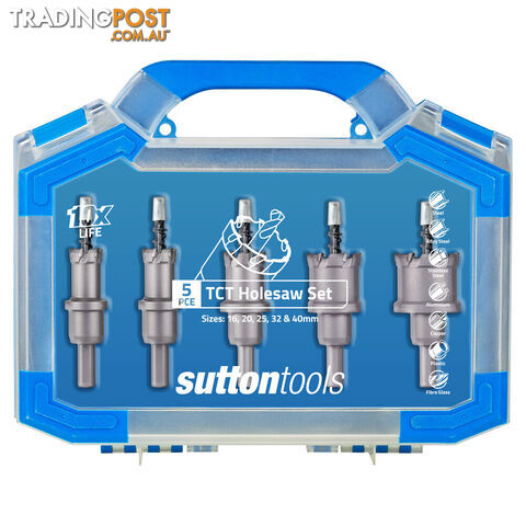 Holesaws TCT Sets 16mm-40mm 25mm Depth Sutton Tools H1170005