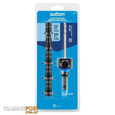 Arbor H122 Holesaw Quick-Release SET W/PILOT & Adaptors 6PC Sutton Tools...