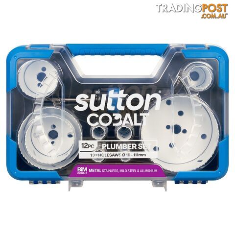 Holesaw H125 Bi-Metal Cobalt Plumber Set 16-11mm 12Pc Sutton Tools H125SP12A