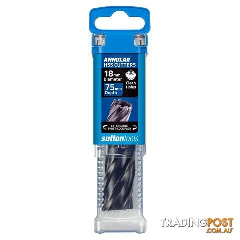 Annular Cutter 18mm x 75mm H182 M2Al HSS Tiain Sutton Tools H1820180