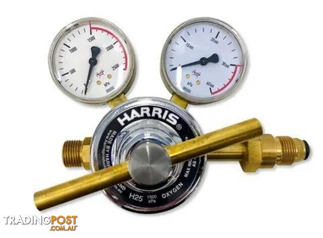 Harris Model H25 Oxygen High Flow Cylinder Regulator Stainless Steel Side Inlet...
