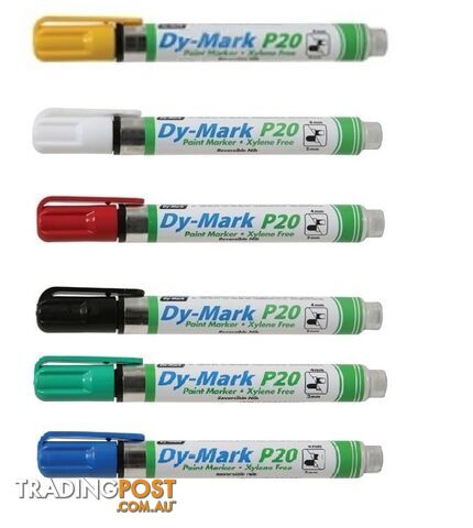 P20 Dy Mark Paint Marker - Black / Red / Blue / Green / Yellow & White