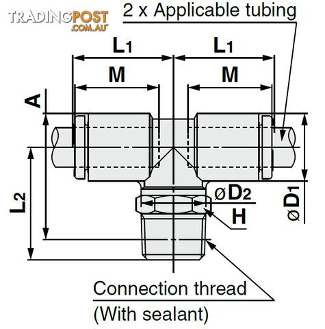 8mm TEES KQ2T08-03NS 8 x 3/8