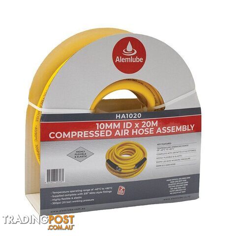 Compressed Air Hose Assembly 10mm ID x 20m Alemlube HA1020