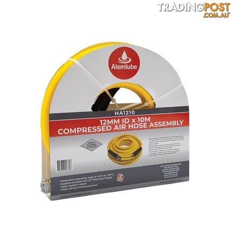 Compressed Air Hose Assembly 12mm ID x 10m Alemlube HA1210