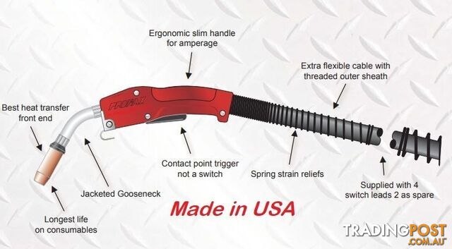 Heavy Duty Mig Gun Euro 450 AMP 15Ft Profax HDX450-116-15