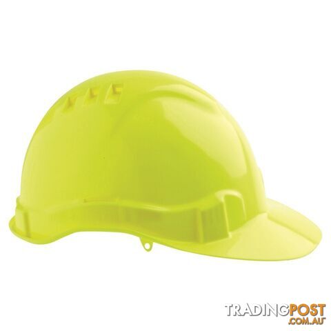 V6 Hard Hat Vented Pushlock Harness Fluro Yellow Pro Choice HHV6-FY