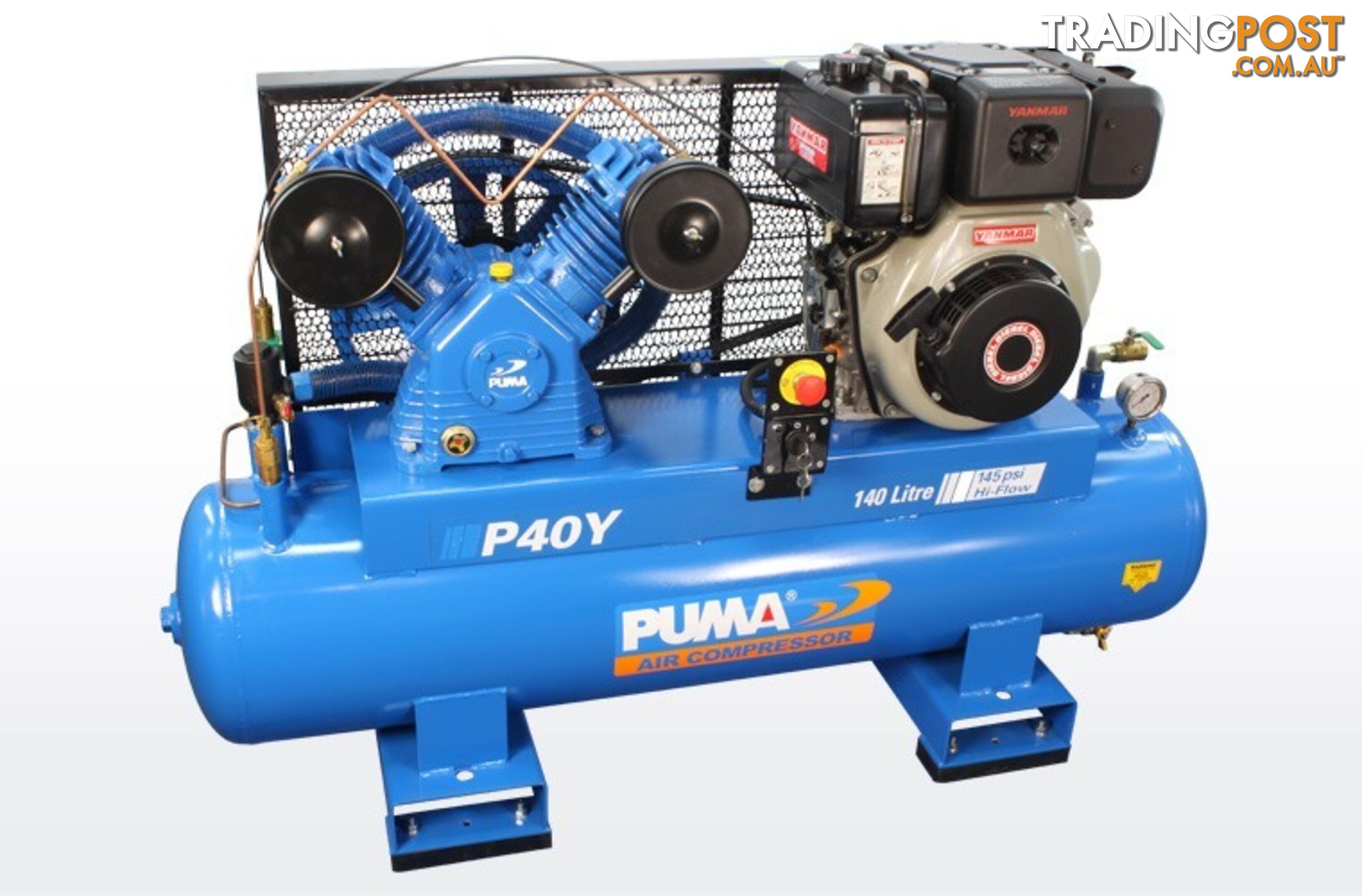 Air Compressor Electric Start Yanmar Diesel 140 Litres Puma PU P40Y ES