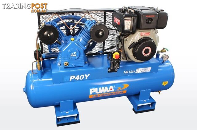 Air Compressor Electric Start Yanmar Diesel 140 Litres Puma PU P40Y ES