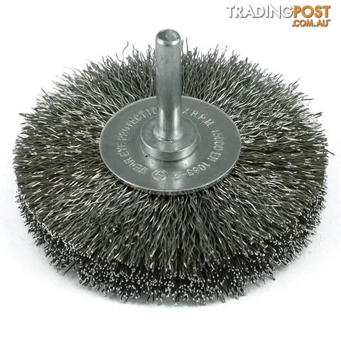 Crimp Wire Wheel Brush 75mm X 18mm 1/4" Round Spindle ITM TM7014-275