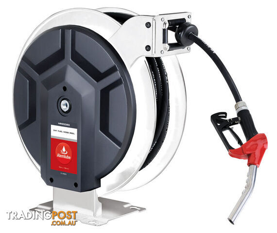 EL Series 3/4" Fuel Hose Reel with Auto Shut Off Nozzle Alemlube HR90080C