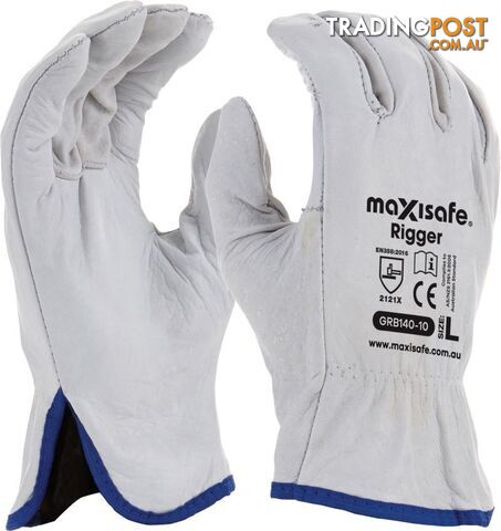 2X-Large Rigger Gloves Full Cow Grain Leather Maxisafe GRB140-12