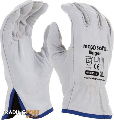 2X-Large Rigger Gloves Full Cow Grain Leather Maxisafe GRB140-12